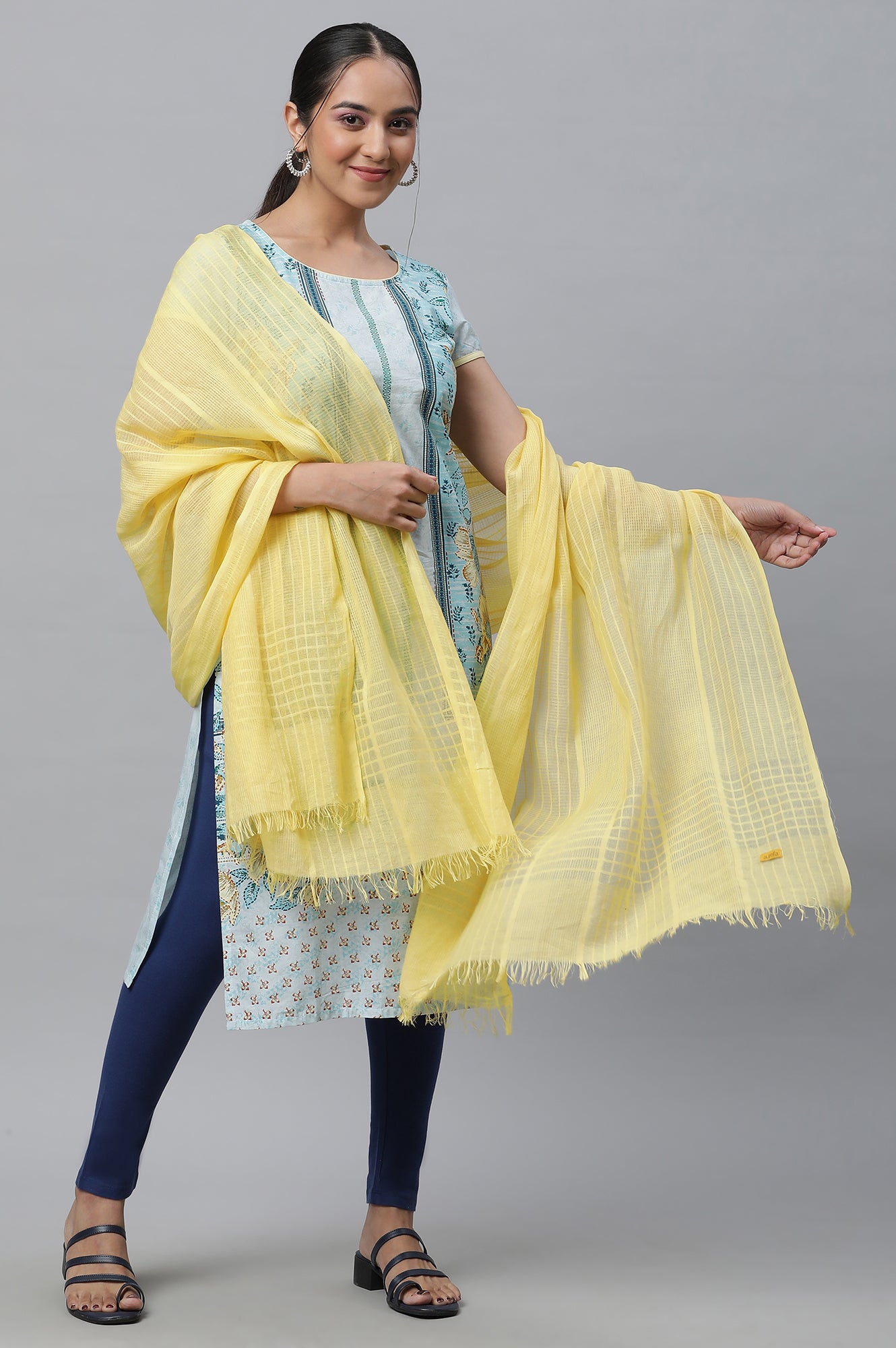 Yellow Cotton South Dupatta