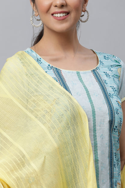 Yellow Cotton South Dupatta