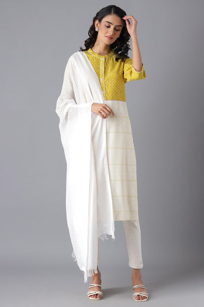 White Yarn-Dyed Dupatta