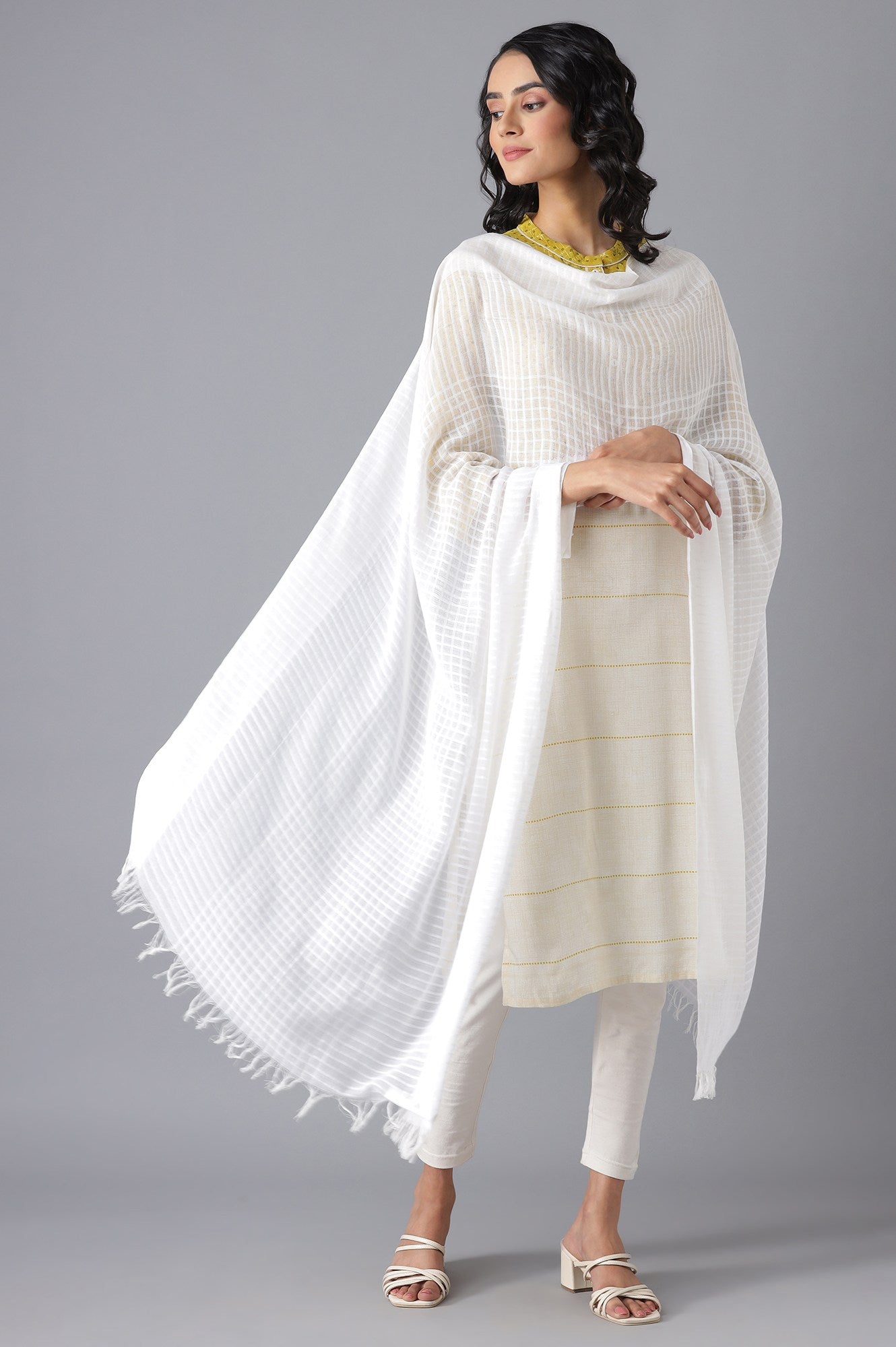 White Yarn-Dyed Dupatta