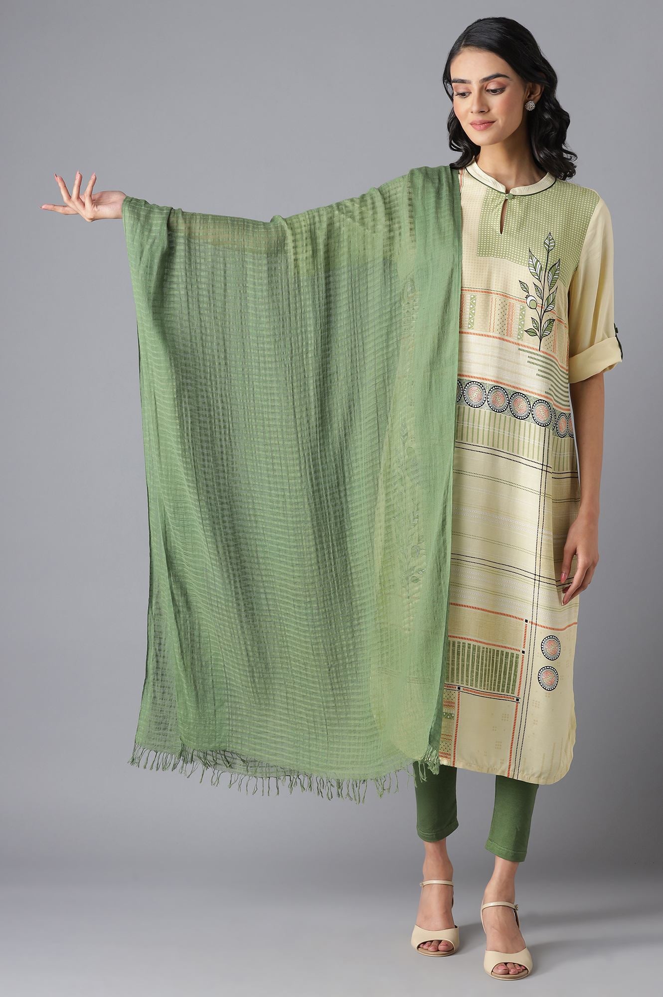 Green Cotton South Dupatta