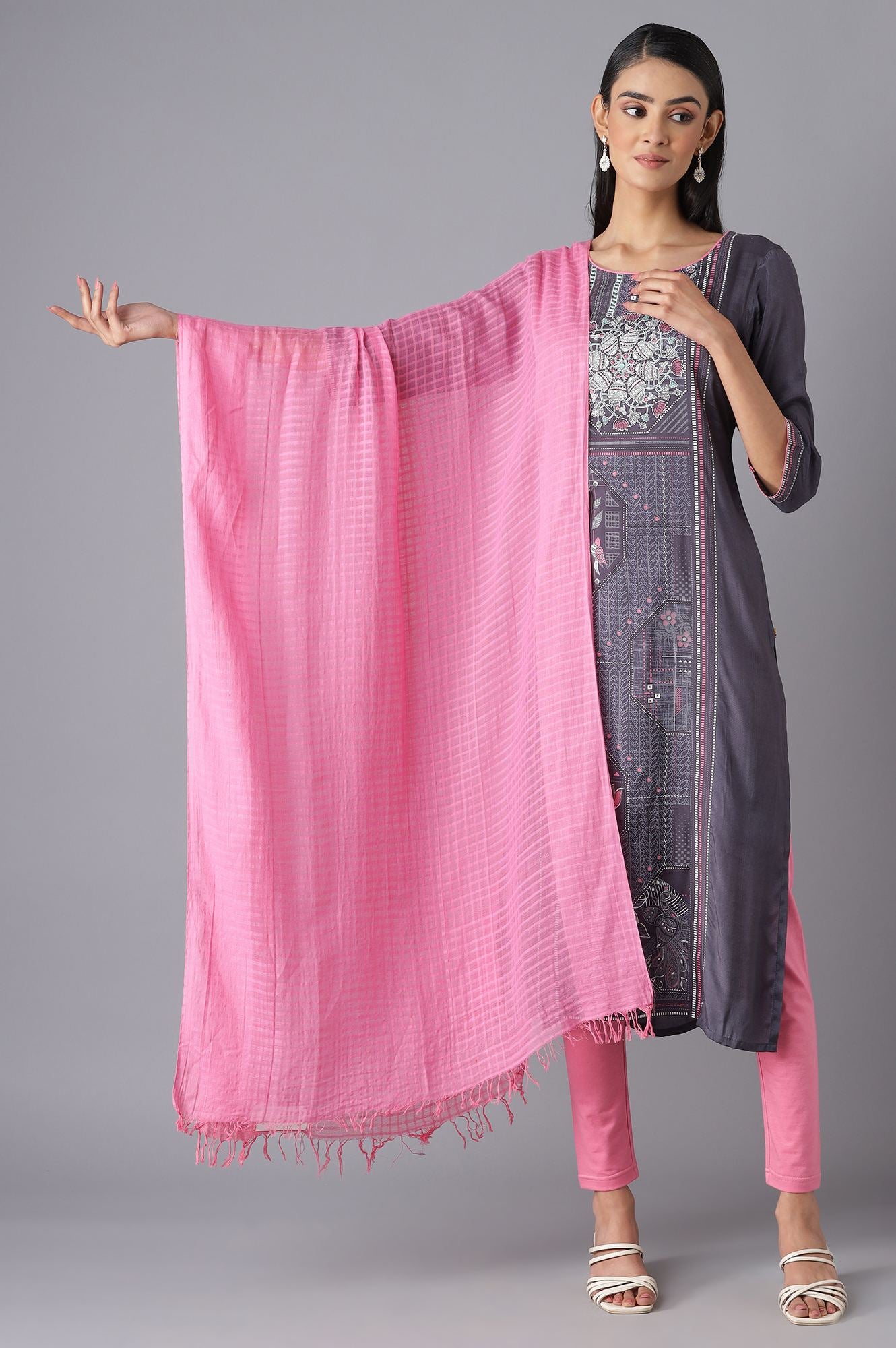 Pink Cotton South Dupatta