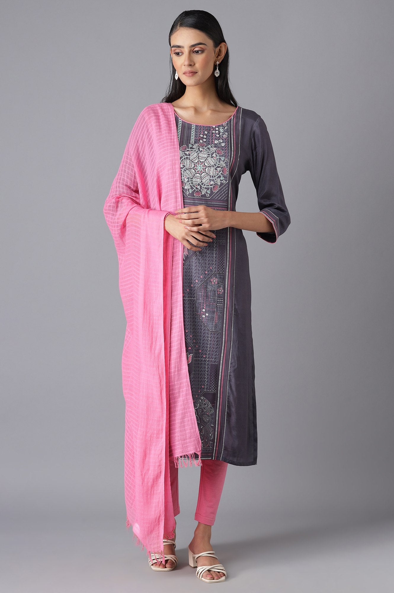 Pink Cotton South Dupatta