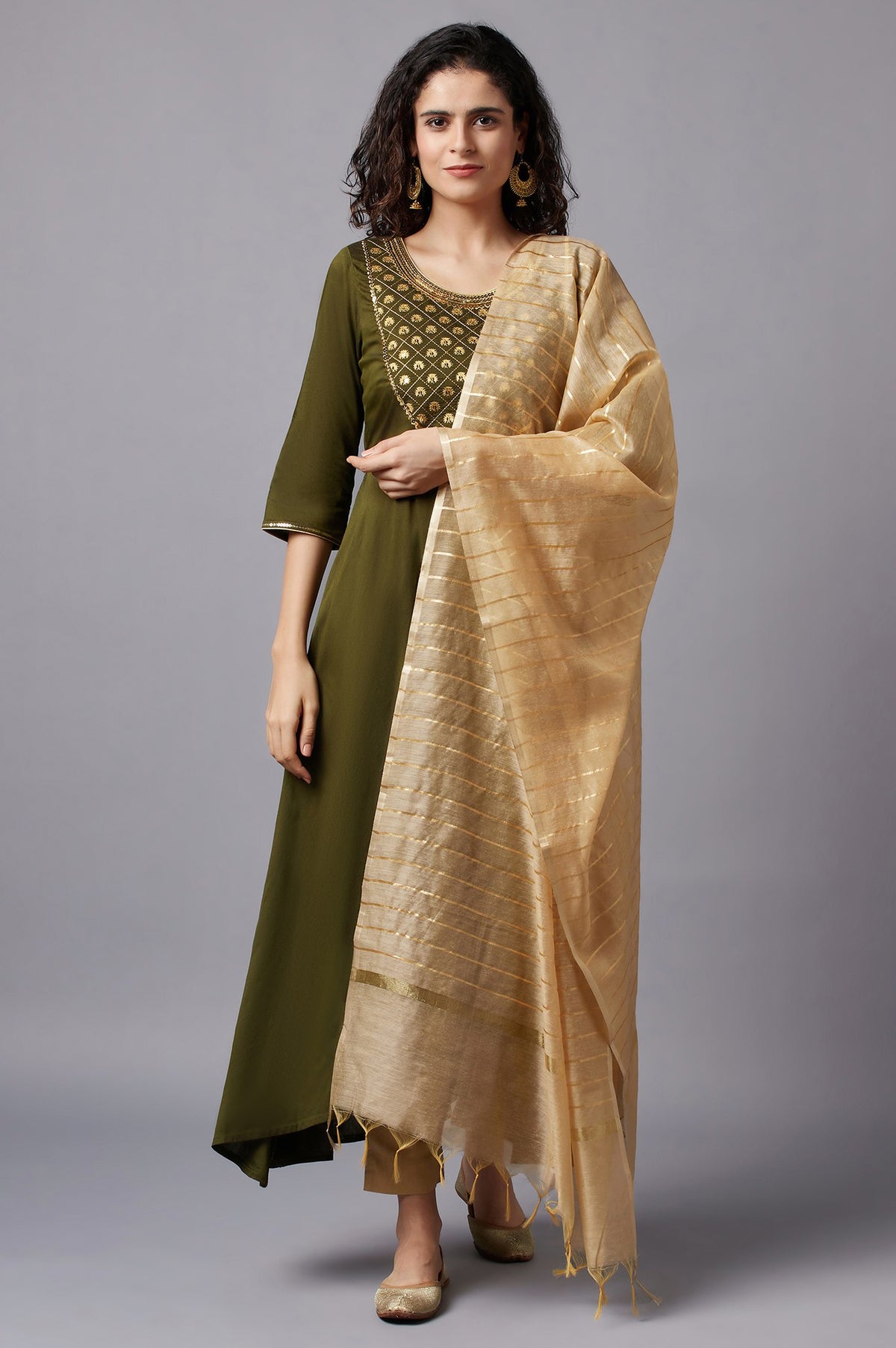 Gold Ornamental Dupatta - FS