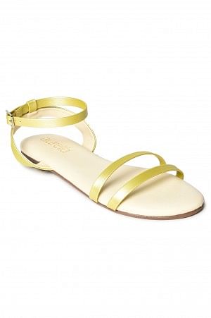 Aurelia Textured Green Almond Toe Flat