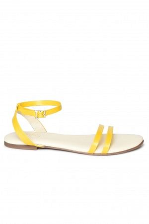 Aurelia Textured Yellow Almond Toe Flat