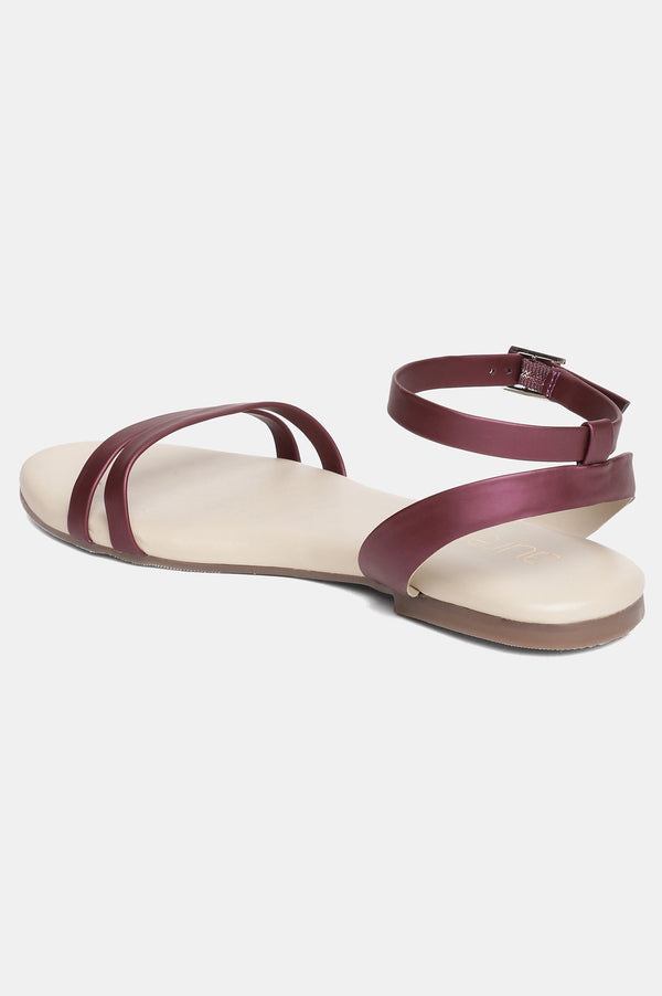 Aurelia Purple Textured Almond Toe Flat-Zjazmin