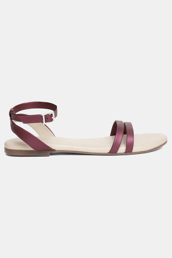 Aurelia Purple Textured Almond Toe Flat-Zjazmin