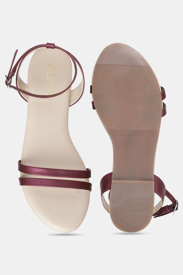 Aurelia Purple Textured Almond Toe Flat-Zjazmin