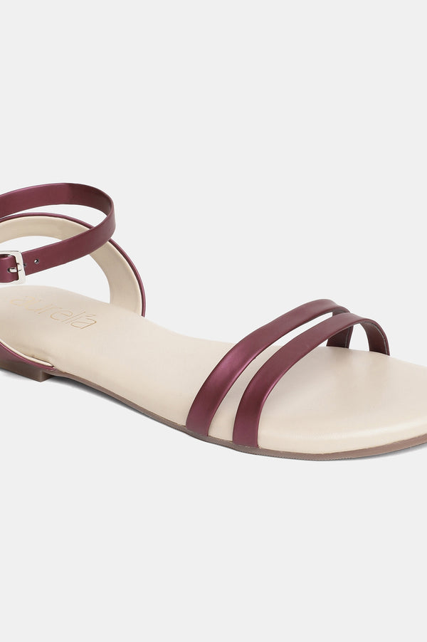 Aurelia Purple Textured Almond Toe Flat-Zjazmin