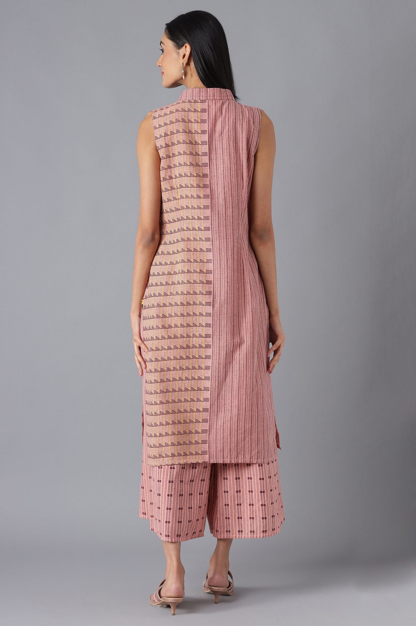 Peach kurta with Culottes Set