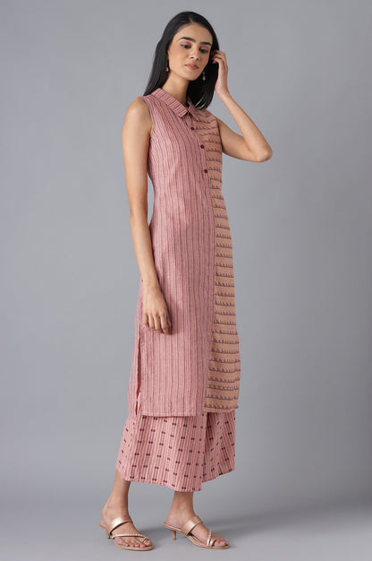 Peach kurta with Culottes Set