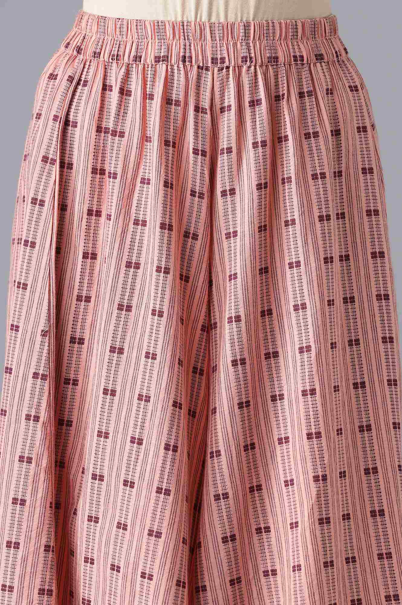 Peach kurta with Culottes Set