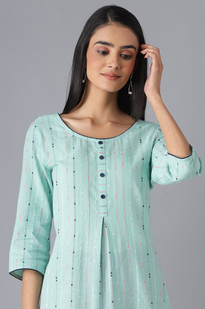 Green Yarn-Dyed kurta with Trousers