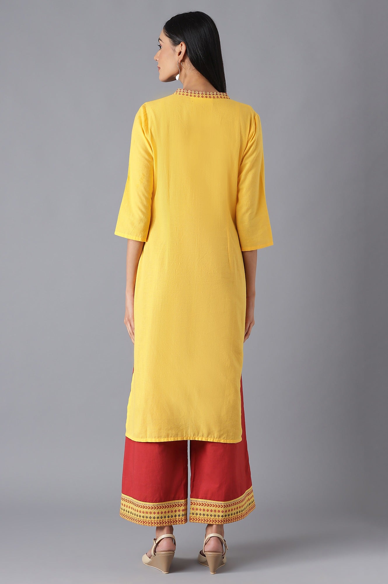 Yellow kurta and Red Palazzo Set