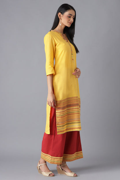 Yellow kurta and Red Palazzo Set