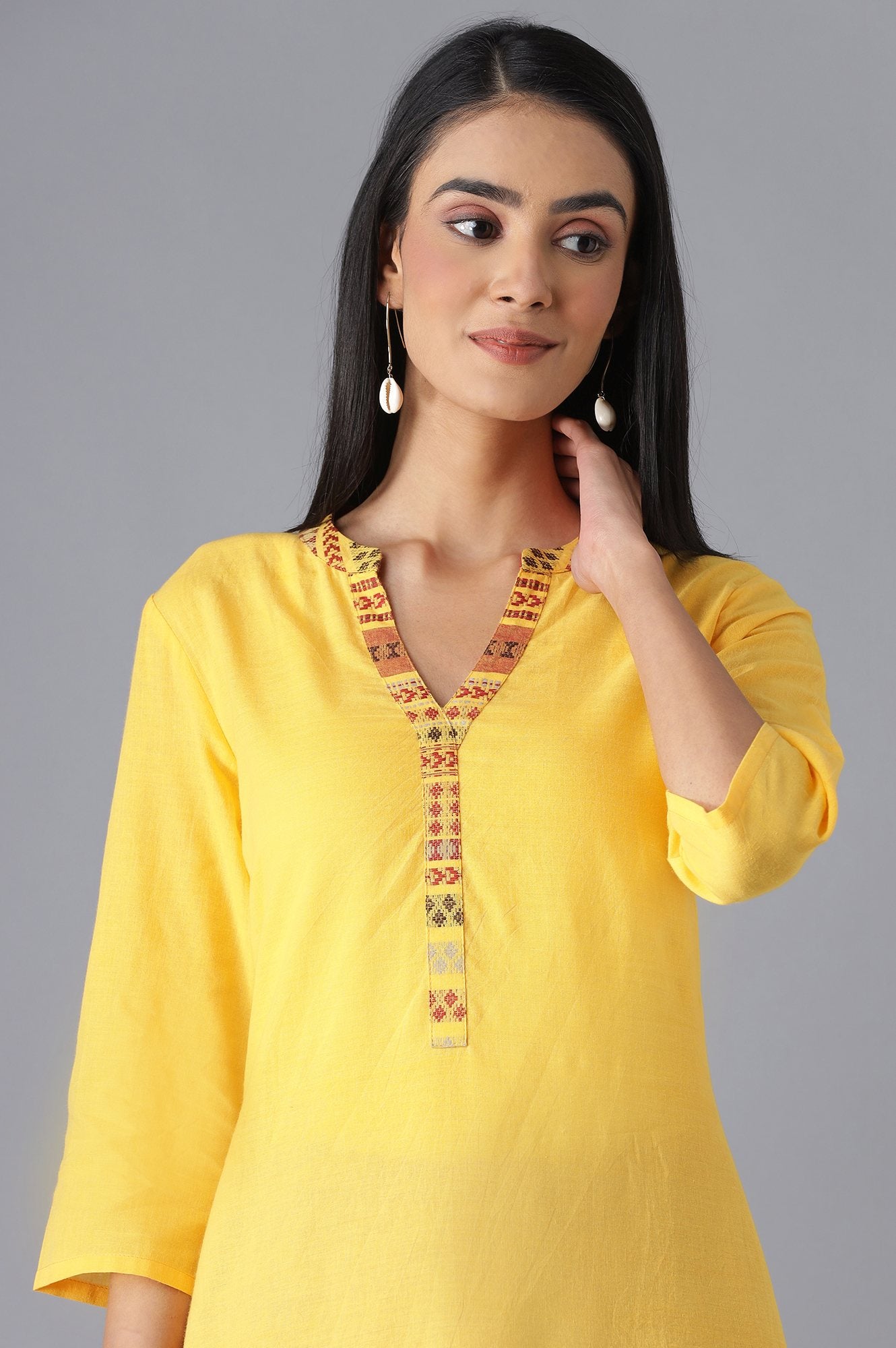 Yellow kurta and Red Palazzo Set