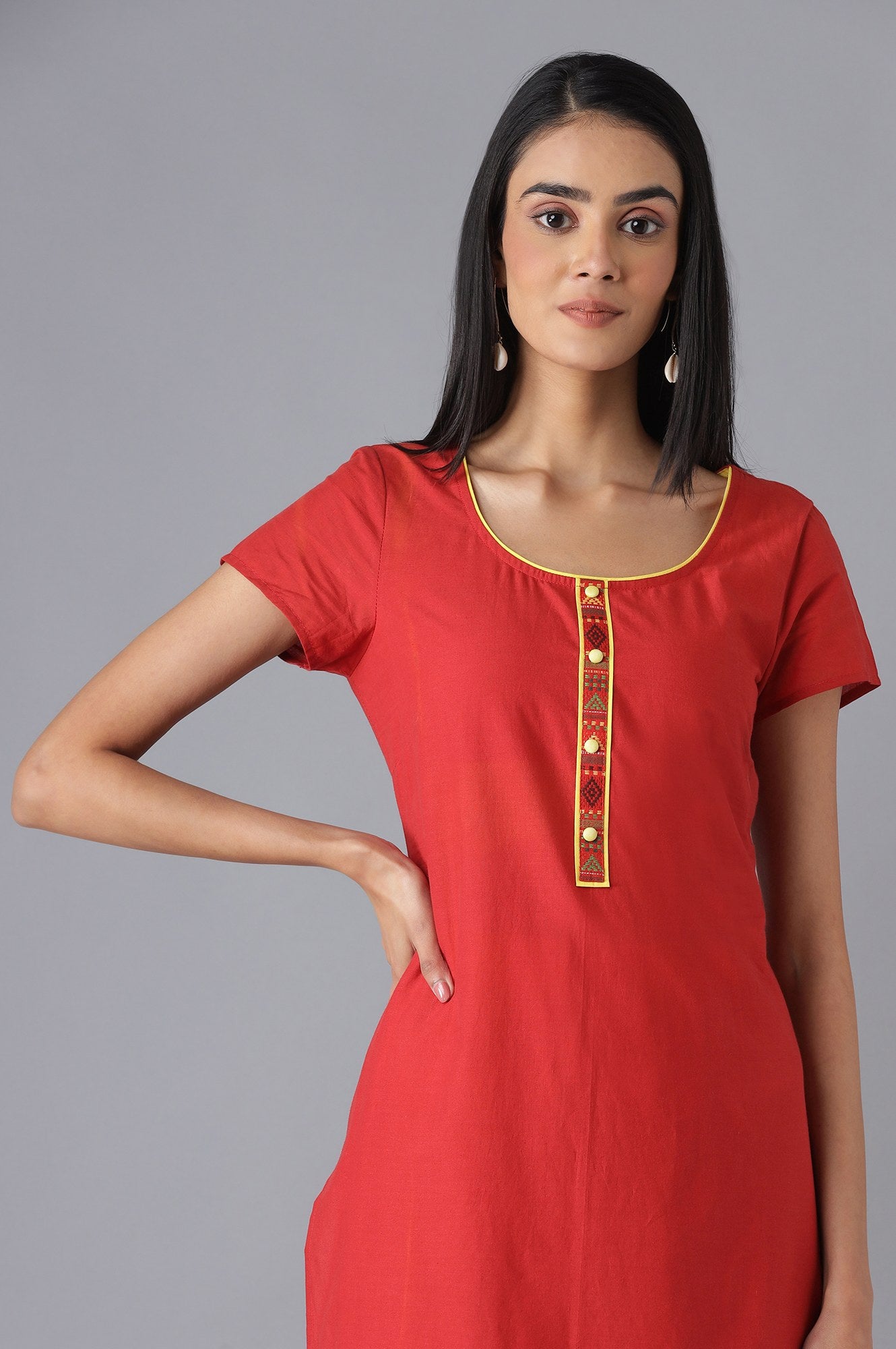 Red kurta and Yellow Palazzo Set