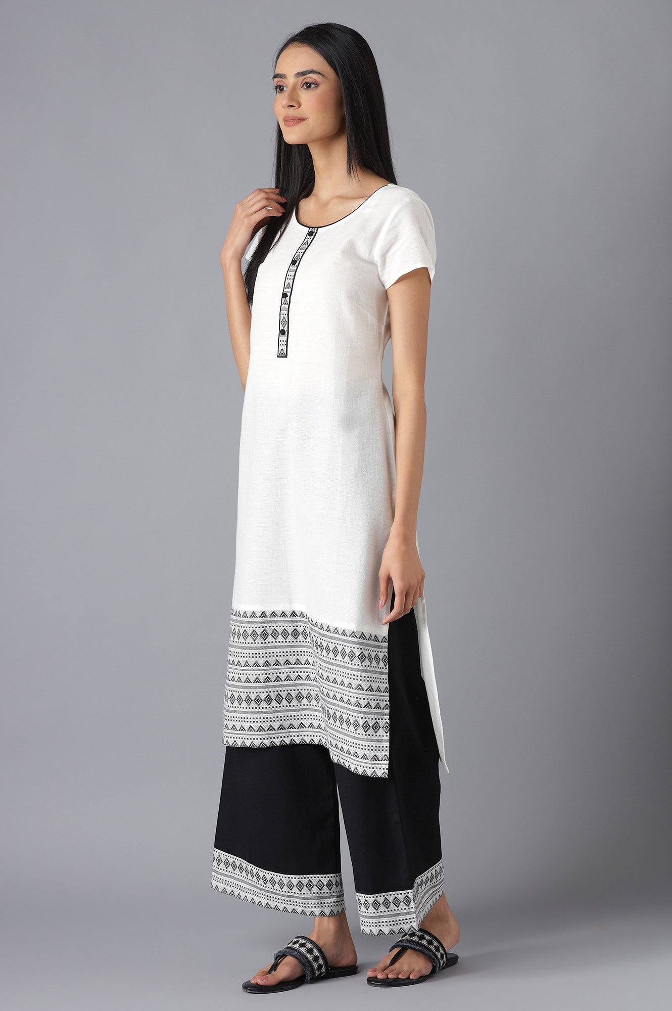 White kurta and Black Palazzo Set