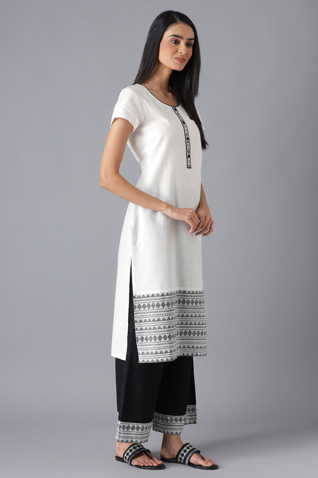 White kurta and Black Palazzo Set