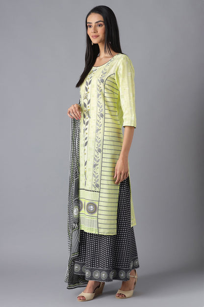 Pink Printed kurta, Palazzo and Dupatta Set