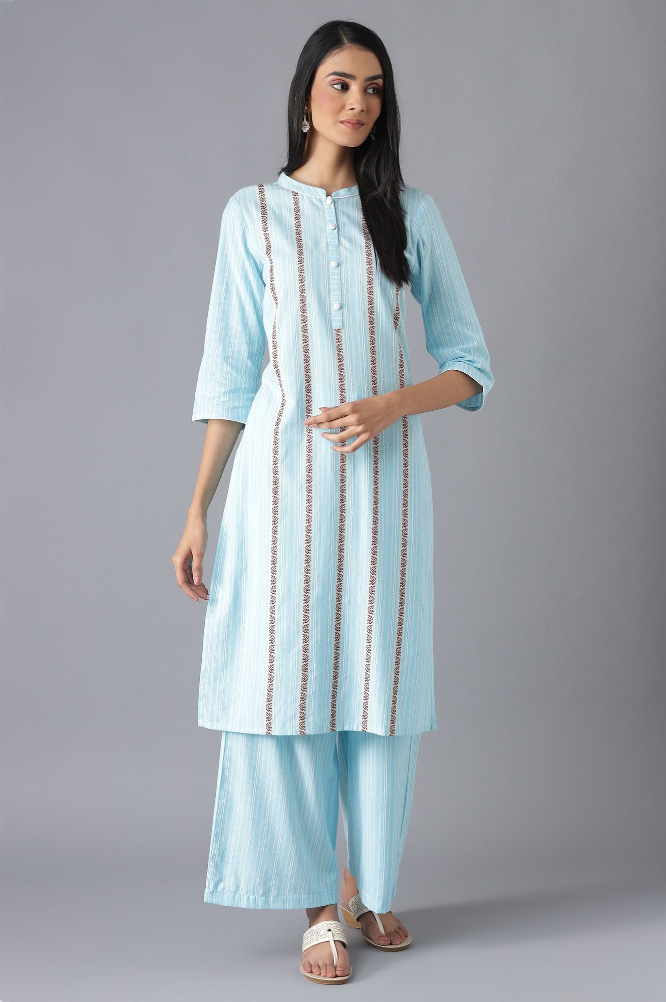 Blue Ethnic Festive kurta and Palazzo Set