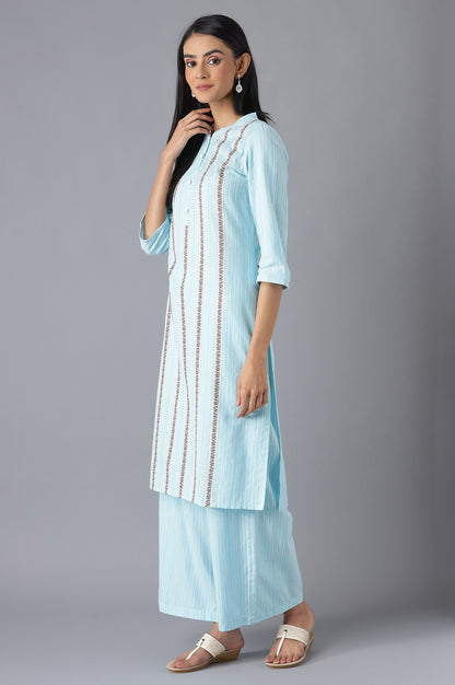 Blue Ethnic Festive kurta and Palazzo Set