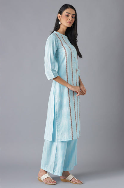 Blue Ethnic Festive kurta and Palazzo Set