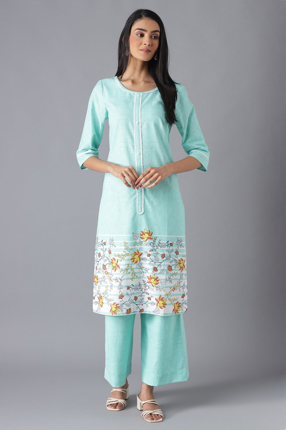 Lichen Green Ethnic kurta with Culottes - XS