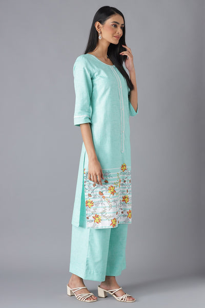 Lichen Green Ethnic kurta with Culottes