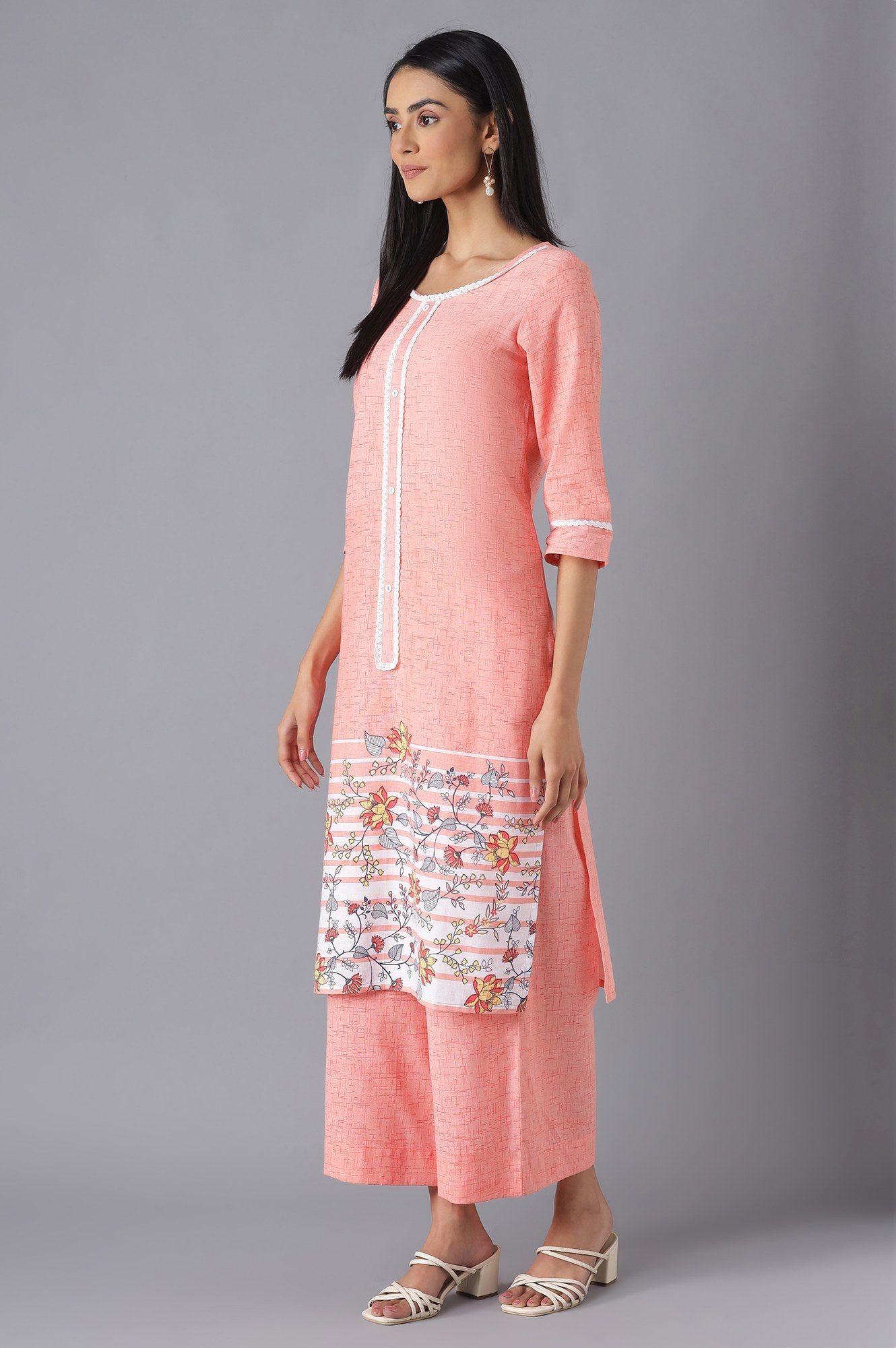 Peach Ethnic kurta with Culottes