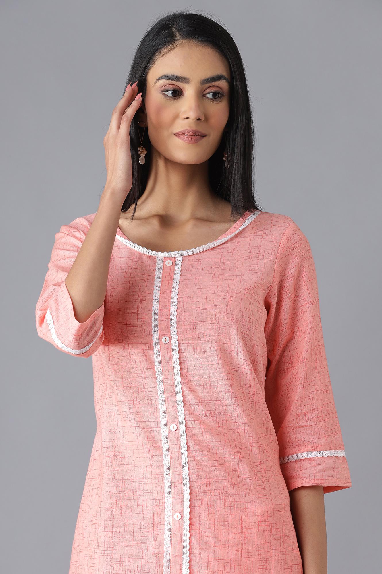 Peach Ethnic kurta with Culottes