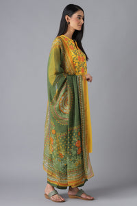 Yellow Printed kurta, Palazzo and Dupatta Set