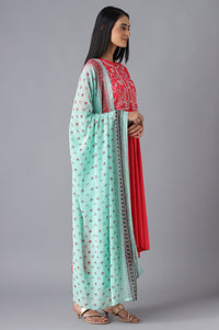 Pink Printed Dress, Tights and Dupatta Set