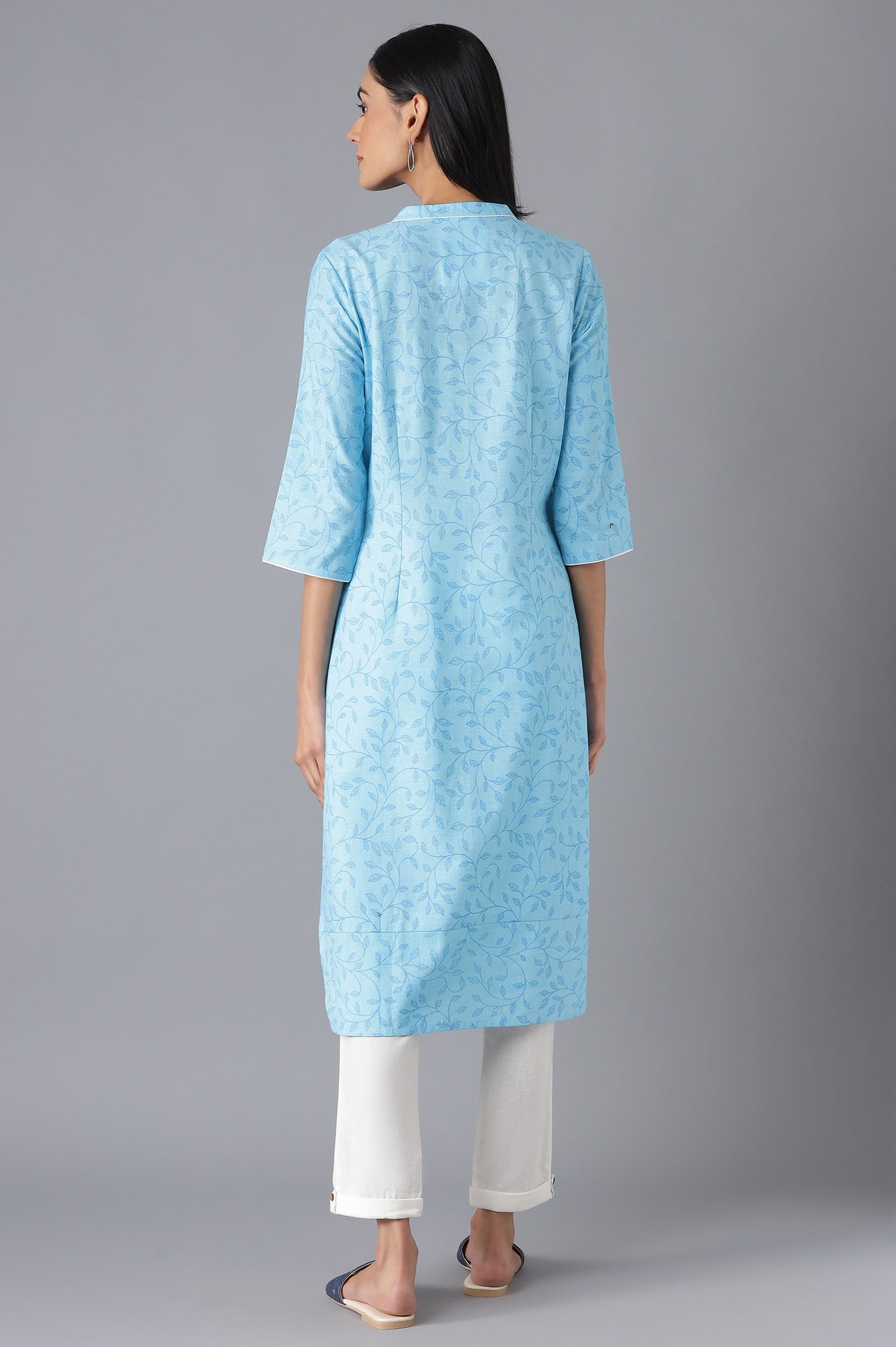 Blue Yarn-Dyed kurta with Trousers