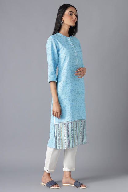 Blue Yarn-Dyed kurta with Trousers