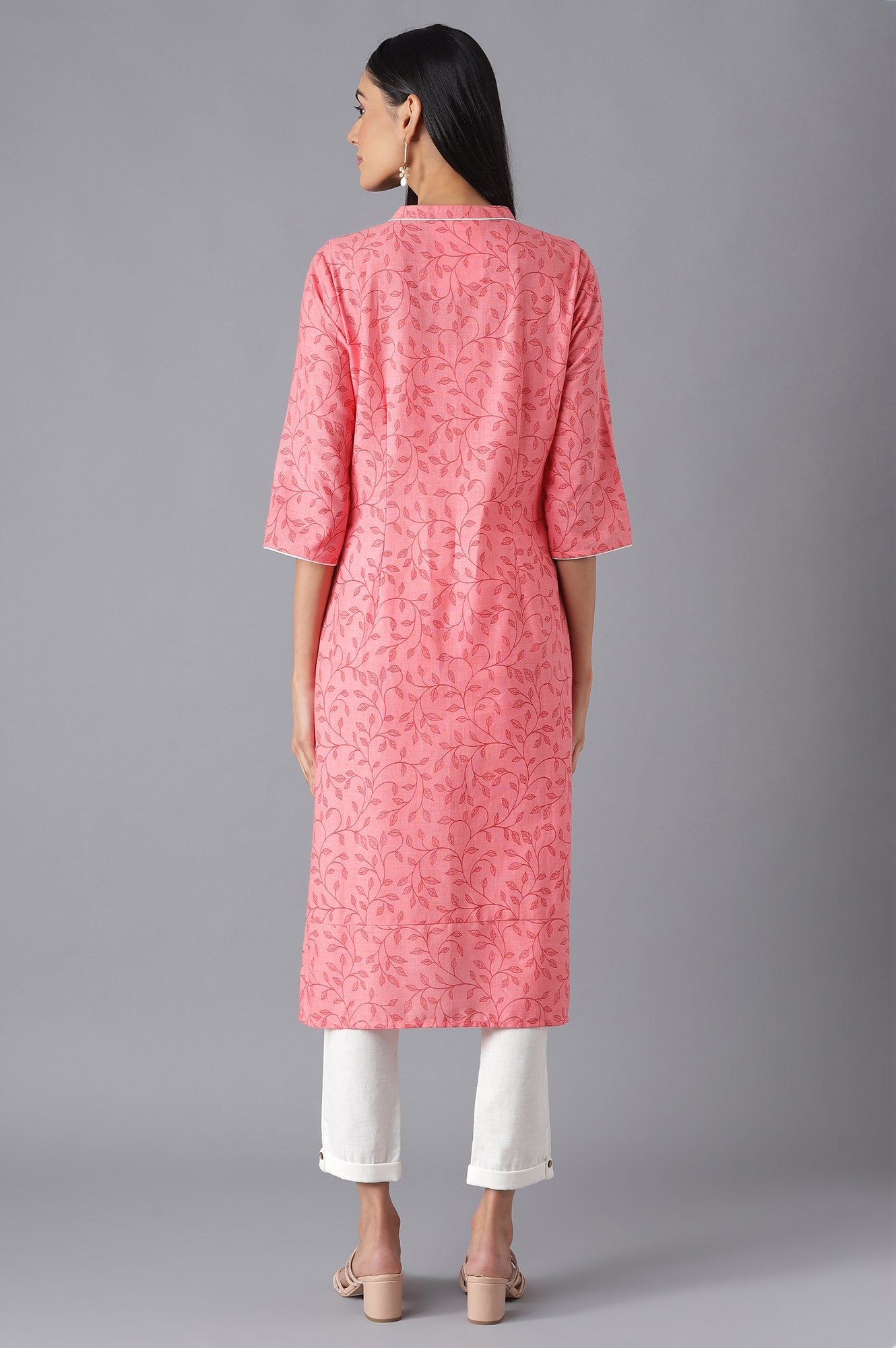 Pink Yarn-Dyed kurta with Trousers