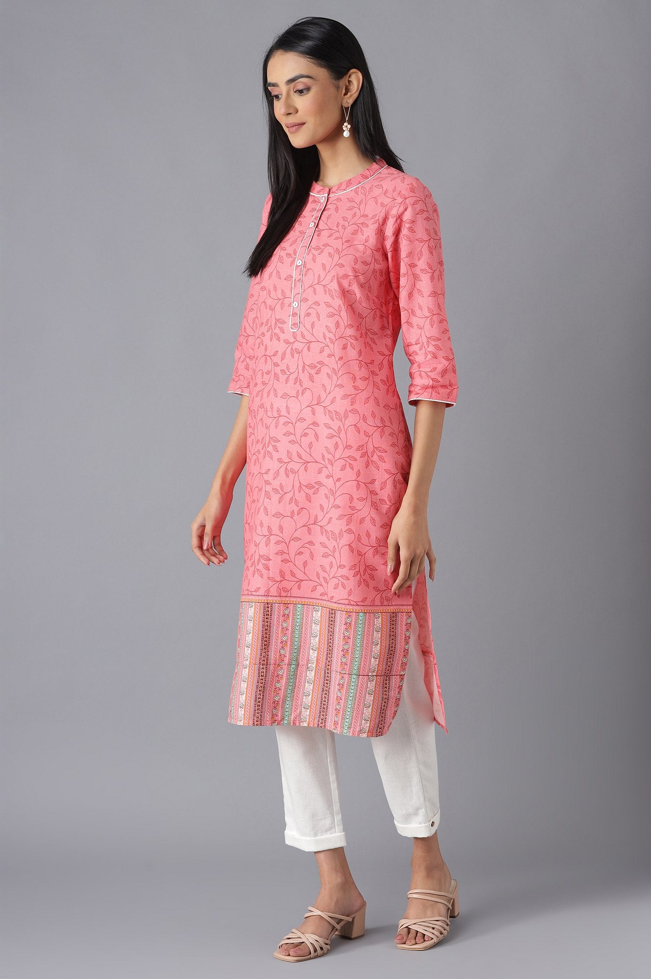 Pink Yarn-Dyed kurta with Trousers