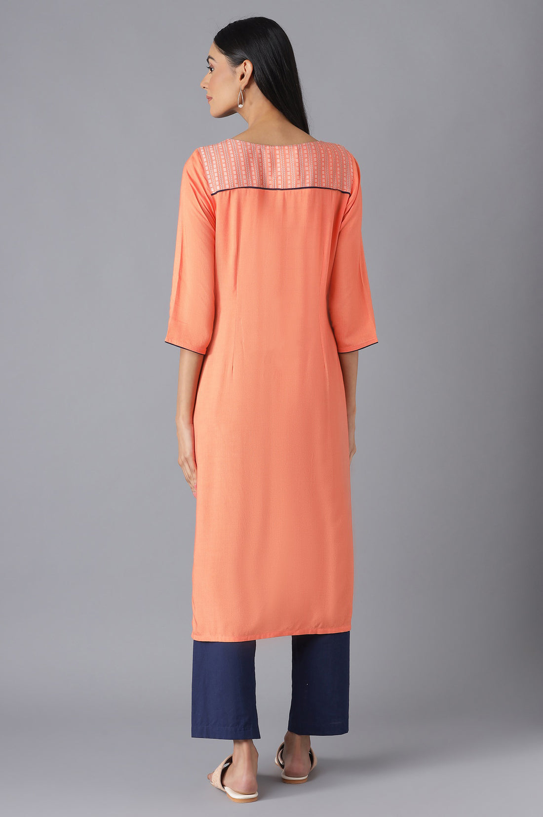 Peach Ethnic Festive kurta and Palazzo Set