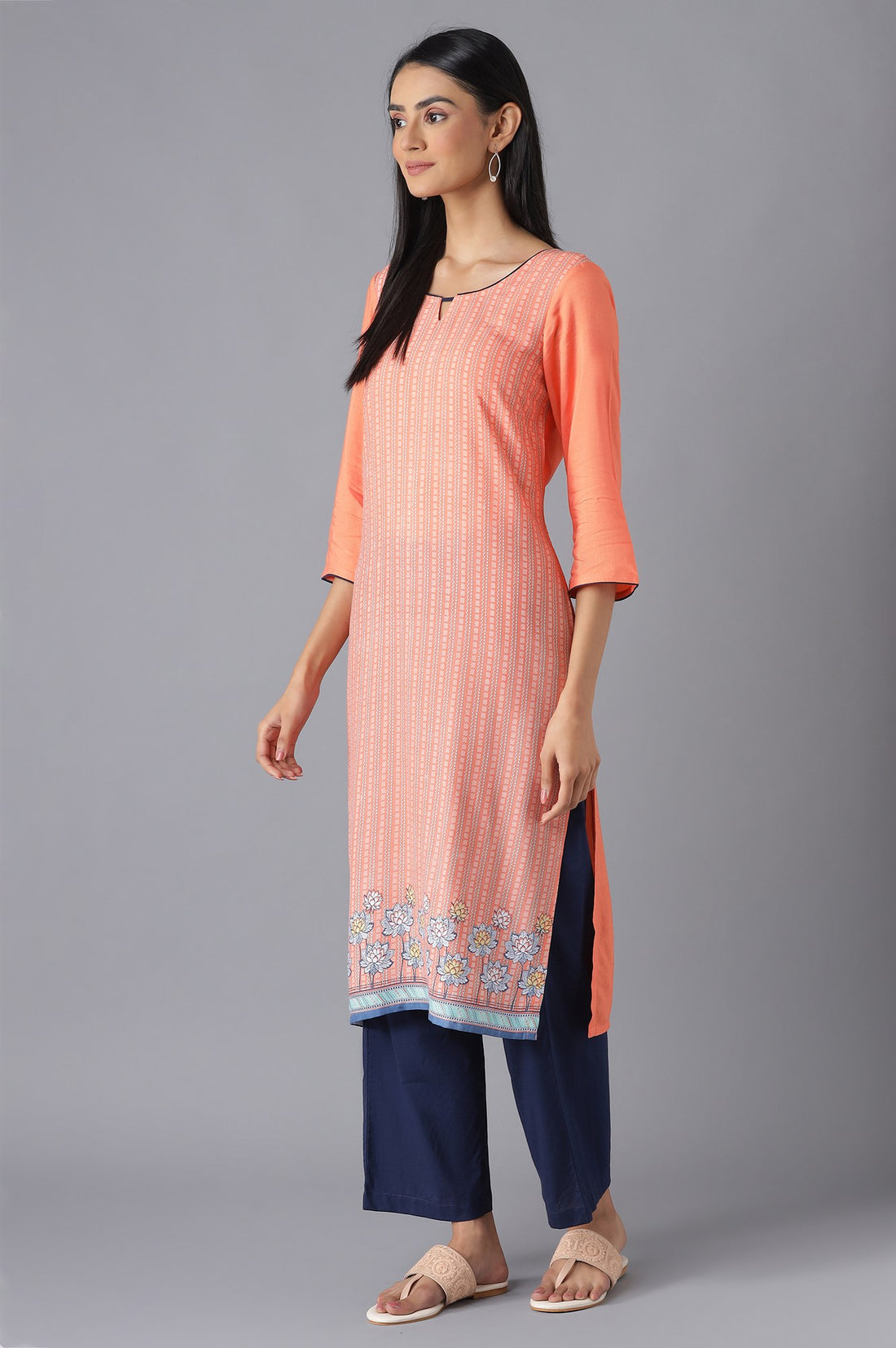 Peach Ethnic Festive kurta and Palazzo Set