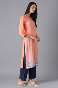 Peach Ethnic Festive kurta and Palazzo Set
