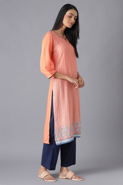 Peach Ethnic Festive kurta and Palazzo Set