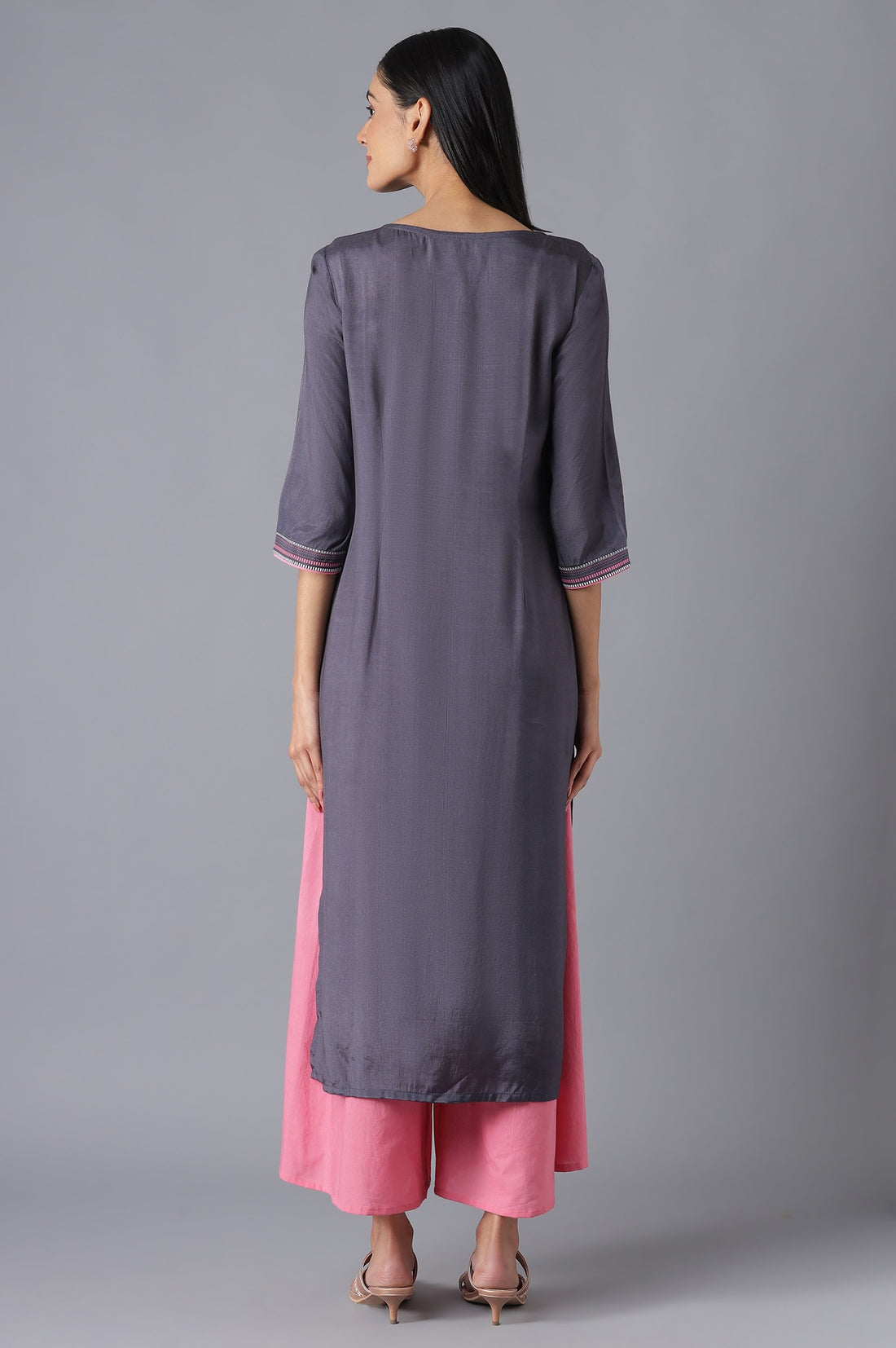 Grey Ethnic kurta with Culottes