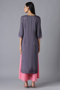 Grey Ethnic kurta with Culottes