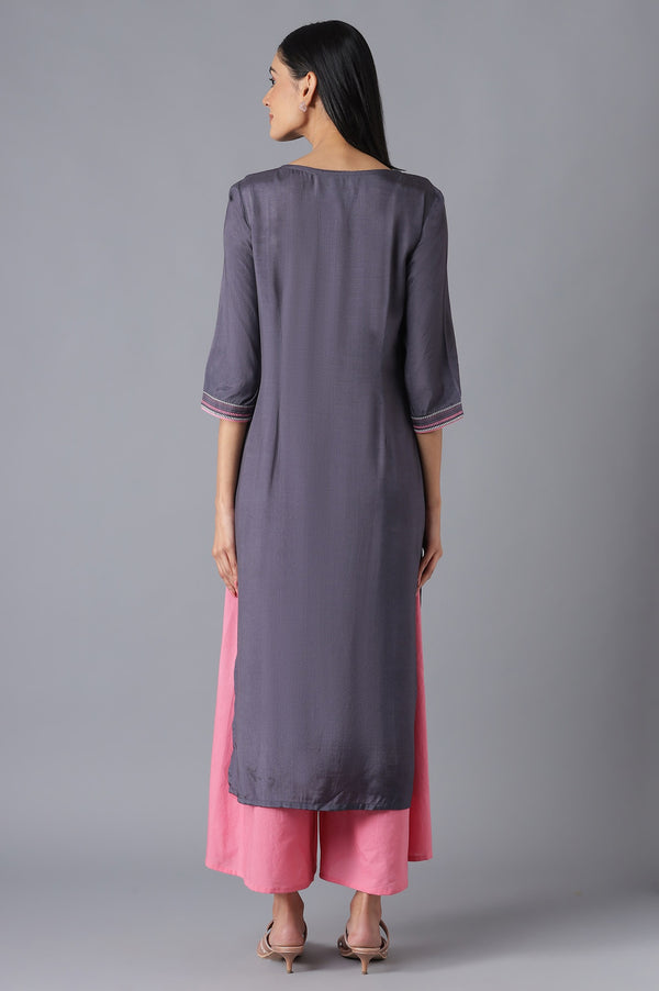 Grey Ethnic kurta with Culottes
