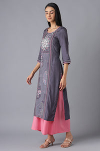 Grey Ethnic kurta with Culottes