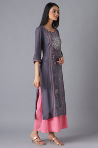 Grey Ethnic kurta with Culottes