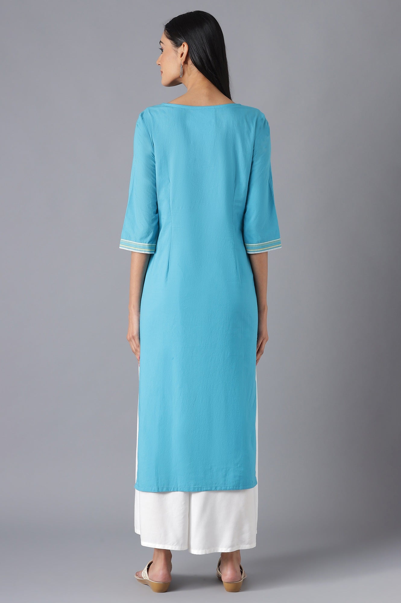 Blue Ethnic kurta with Culottes