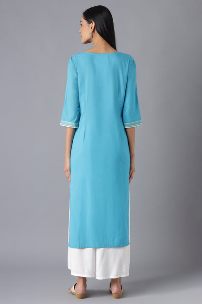 Blue Ethnic kurta with Culottes