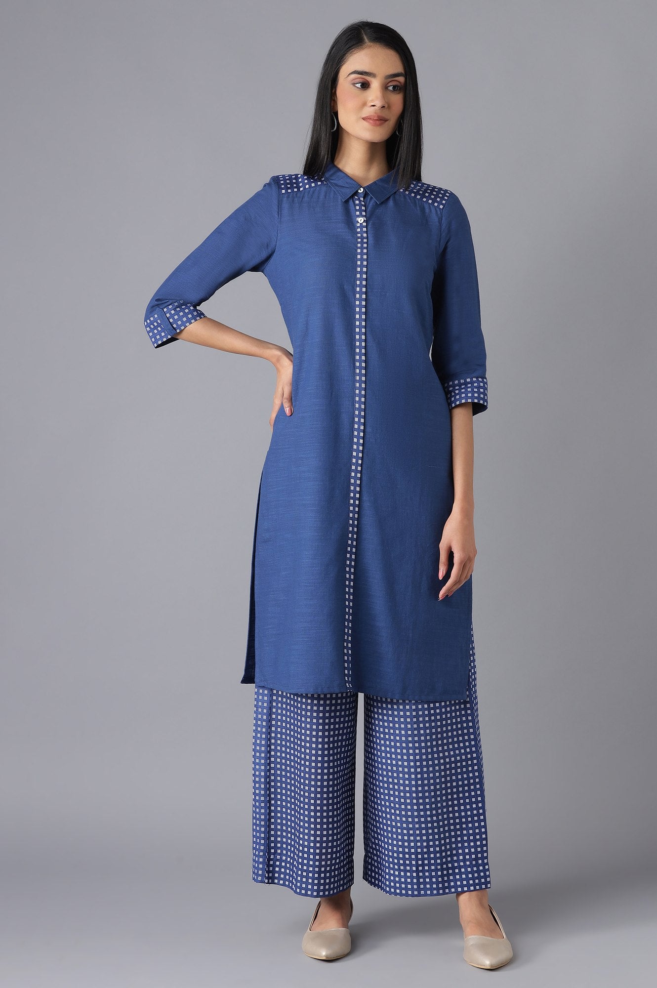 Blue Ethnic Festive kurta and Palazzo Set